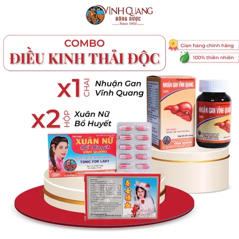 Combo Điều Kinh Thải Độc VĨNH QUANG - Bổ huyết, Mát gan chăm sóc cho Phụ Nữ - Viên nang không đường