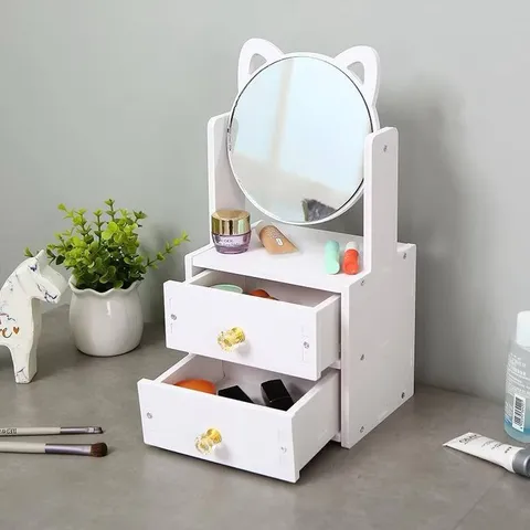 Kệ Mỹ Phẩm Có Gương Tai Mèo 2 Ngăn Kéo