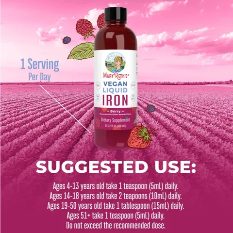 Sắt hữu cơ thuần chay Mary Ruth’s Liquid Iron Supplement cho gia đình 473ml USA