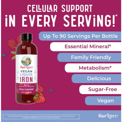 Sắt hữu cơ thuần chay Mary Ruth’s Liquid Iron Supplement cho gia đình 473ml USA