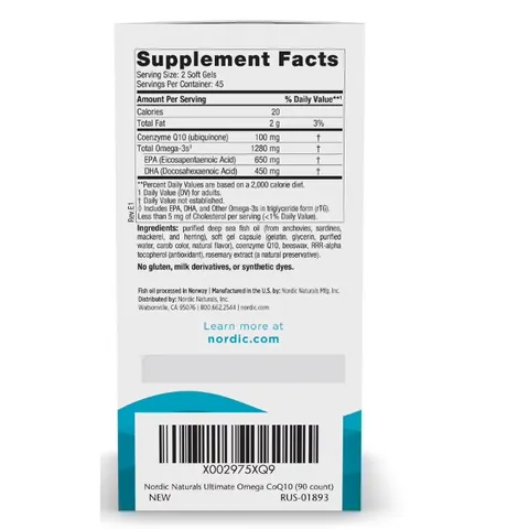 Dầu Cá Nordic Ultimate Omega 1280mg + CoQ10 100mg Hàng Mỹ Chính Hãng Vị Chanh 868072