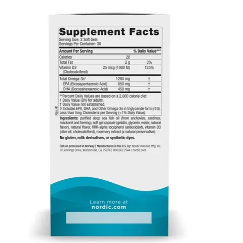 Dầu Cá Omega 3 Nordic Naturals Ultimate Omega D3 1280mg Lemon Flavour (Vị Chanh) 868093