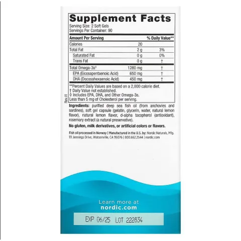 Dầu Cá Omega 3 Nordic Naturals Ultimate Omega D3 1280mg Lemon Flavour (Vị Chanh) 868093