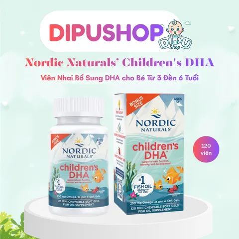 120 VIÊN Viên nhai Dha Nordic cho bé từ 3 đến 6 tuổi