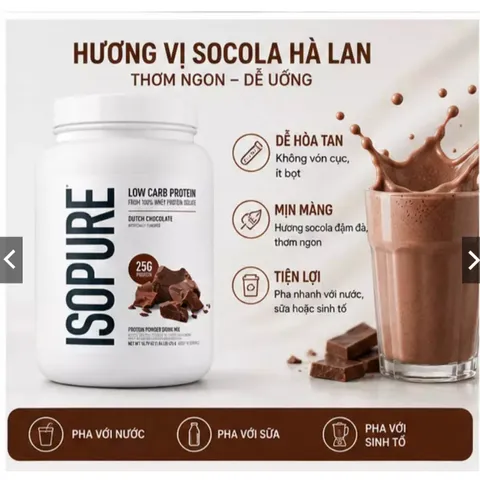 Whey Protein Isolate Bột đạm Isopure Zero Card Protein 1Lbs từ Mỹ 100%
