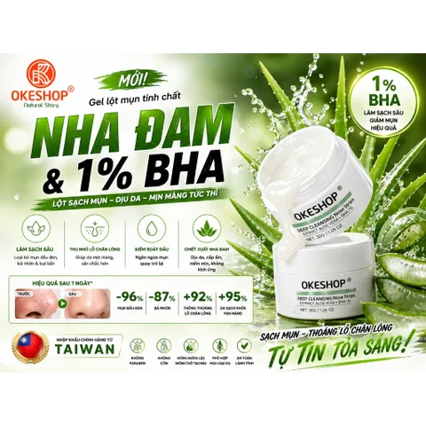 Gel Lột Mụn Than Tre OKESHOP 30ml - Hút Sạch Nhân Mụn, Bã Nhờn, Se Khít Lỗ Chân Lông