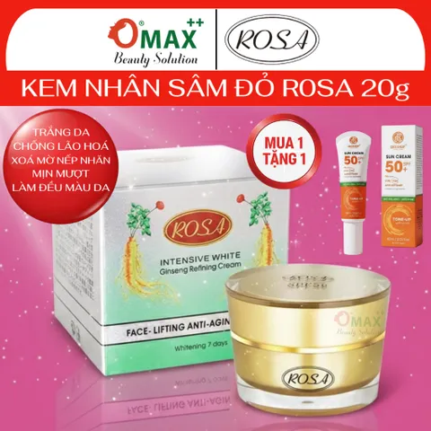 Kem ROSA Nhân Sâm Đỏ - Rosa Intensive White Ginseng Refining Cream 20g - Chống Lão Hóa - Trắng Da