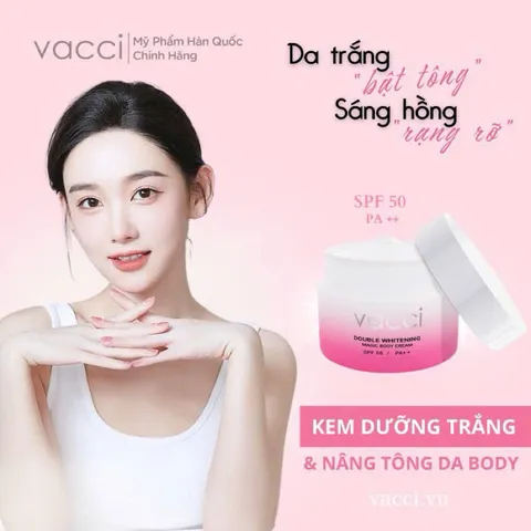 Kem Dưỡng Trắng Da Toàn Thân Vacci Body Cream 160ml - SPF36 PA++ - Nâng Tông Tức Thì & Chống Nắng