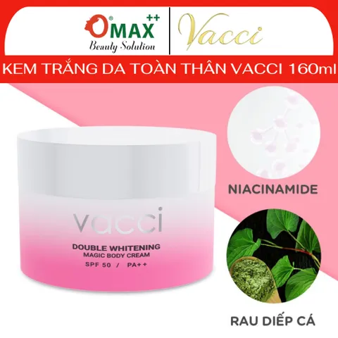 Kem Dưỡng Trắng Da Toàn Thân Vacci Body Cream 160ml - SPF36 PA++ - Nâng Tông Tức Thì & Chống Nắng