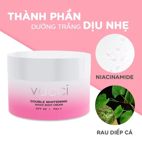 Kem Dưỡng Trắng Da Toàn Thân Vacci Body Cream 160ml - SPF36 PA++ - Nâng Tông Tức Thì & Chống Nắng