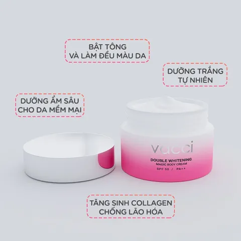 Kem Dưỡng Trắng Da Toàn Thân Vacci Body Cream 160ml - SPF36 PA++ - Nâng Tông Tức Thì & Chống Nắng