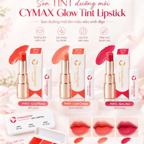 CYMAX Glow Tint Lipstick Khay 3 Màu – Son Tint Dưỡng Môi Lên Màu Chuẩn, Nhập Khẩu Hàn Quốc