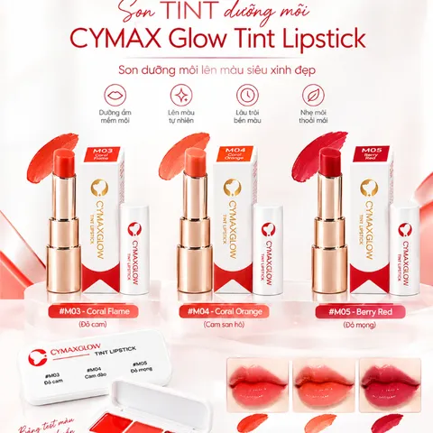 CYMAX Glow Tint Lipstick Khay 3 Màu – Son Tint Dưỡng Môi Lên Màu Chuẩn, Nhập Khẩu Hàn Quốc