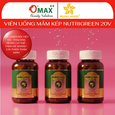 Viên Uống Mầm Kép Nutrigreen PEONY WHITE 20v - Thanh Lọc - Thải Độc - Tuần Hoàn - Trắng Da