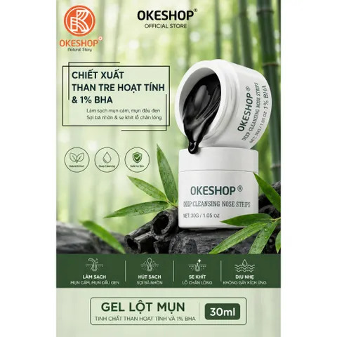 Gel Lột Mụn Than Tre OKESHOP 30ml - Lột Sạch Mụn Đầu Đen, Mụn Cám, Bạ Nhờn - Làm Sạch Sâu & Nhỏ LCL