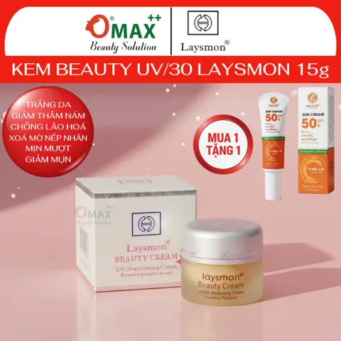 Kem LAYSMON UV/30 Beauty Cream 15g (đài loan) Dưỡng Trắng Da - Mờ Thâm Nám - Giảm Mụn- Chống Lão Hóa