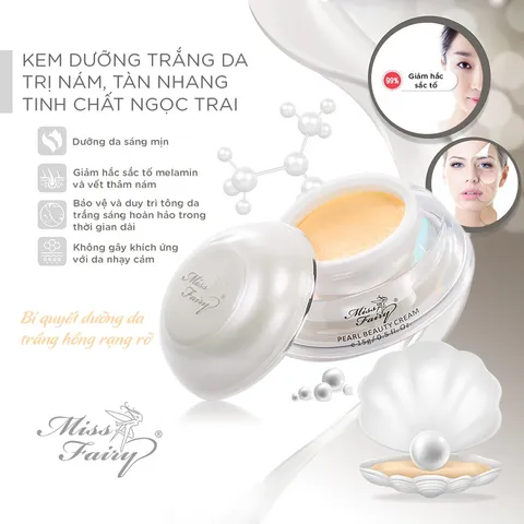 Kem Ngọc Trai MISS FAIRY 15g - Làm Trắng Da - Giảm Thâm Nám - Tàn Nhang - Đồi Mồi - Đều Màu Da