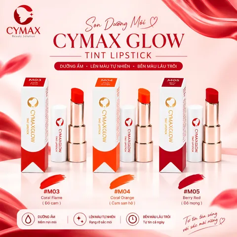 Son Tint CYMAX Glow Tint Lipstick - Son Tint Bóng Nhẹ Hàn Quốc Màu Chuẩn, Căng Mướt, Giảm Khô Nẻ