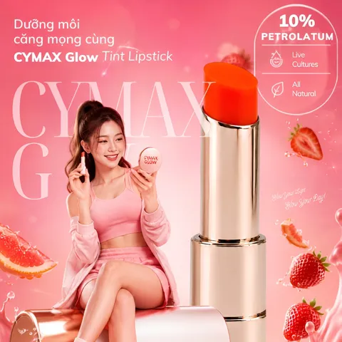Son Tint CYMAX Glow Tint Lipstick - Son Tint Bóng Nhẹ Hàn Quốc Màu Chuẩn, Căng Mướt, Giảm Khô Nẻ