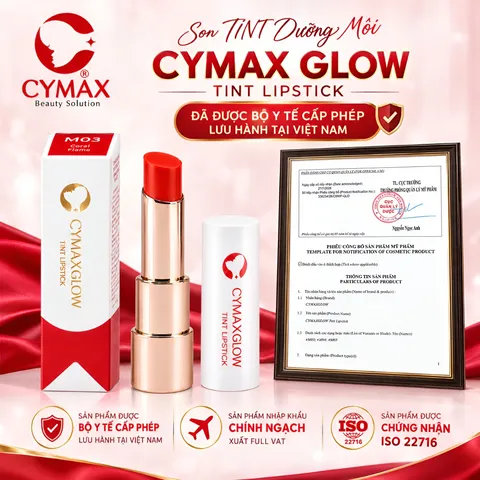 Son Tint CYMAX Glow Tint Lipstick - Son Tint Bóng Nhẹ Hàn Quốc Màu Chuẩn, Căng Mướt, Giảm Khô Nẻ