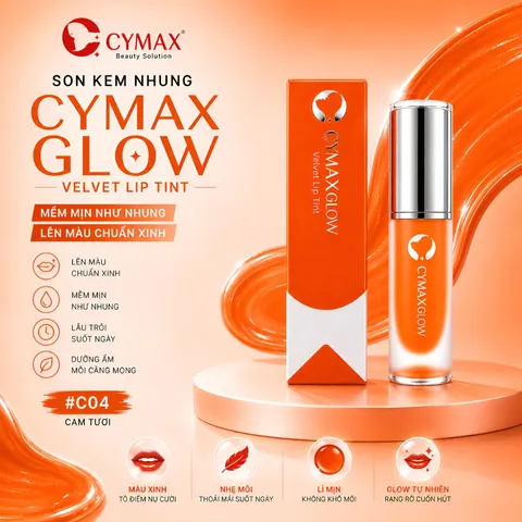 Son Kem Nhung CYMAX Glow Velvet Lip Tint – Son Môi Hàn Quốc | Mềm Mịn – Lên Màu Chuẩn – Lâu Trôi, Min Mượt