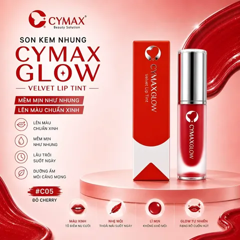 Son Kem Nhung CYMAX Glow Velvet Lip Tint – Son Môi Hàn Quốc | Mềm Mịn – Lên Màu Chuẩn – Lâu Trôi, Min Mượt