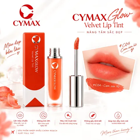 Son Kem Nhung CYMAX Glow Velvet Lip Tint – Son Môi Hàn Quốc | Mềm Mịn – Lên Màu Chuẩn – Lâu Trôi, Min Mượt