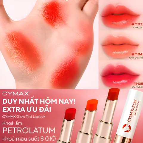 Son TINT Dưỡng CYMAX Glow Tint Lipstick Hàn Quốc - Dưỡng Ẩm, Lên Màu Tự Nhiên, Bóng Mọng
