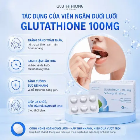 [CHÍNH HÃNG] Viên Ngậm Đặt Dưới Lưỡi Ntc Glutathione 100mg Sublingual Tablets (Hộp 30 Viên)