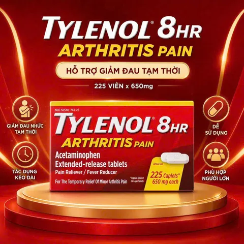 VIÊN UỐNG TYLENOL GIẢM ĐAU VÀ HẠ SỐT NỘI ĐỊA MỸ (HỘP LỚN 225 VIÊN)