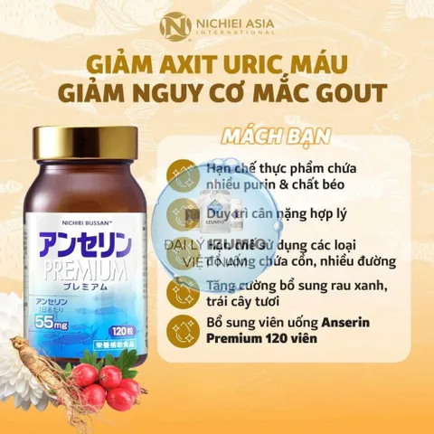 [Xuất kèm VAT] Viên Uống Hỗ Trợ Giảm Các Triệu Chứng Của Gout Nhật Bản Anserine Premium | Hộp 120 Viên