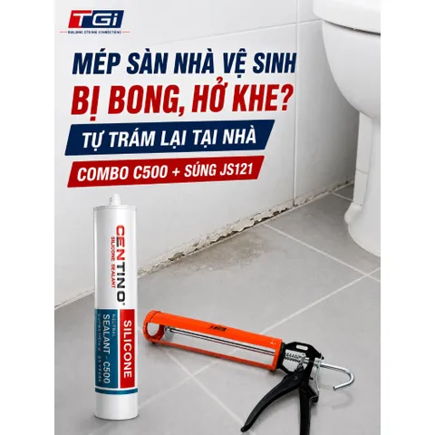 Combo Keo Trám Khe Nhà Vệ Sinh + Súng JS121 – Xử Lý Khe Bong, Hạn Chế Nước Ngấm Mép Sàn