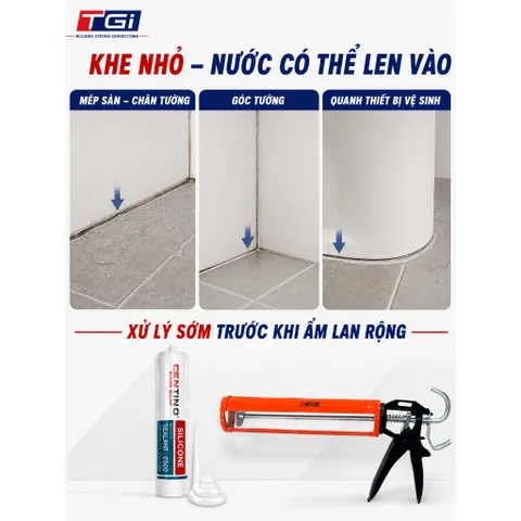 Combo Keo Trám Khe Nhà Vệ Sinh + Súng JS121 – Xử Lý Khe Bong, Hạn Chế Nước Ngấm Mép Sàn