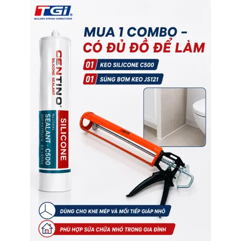 Combo Keo Trám Khe Nhà Vệ Sinh + Súng JS121 – Xử Lý Khe Bong, Hạn Chế Nước Ngấm Mép Sàn
