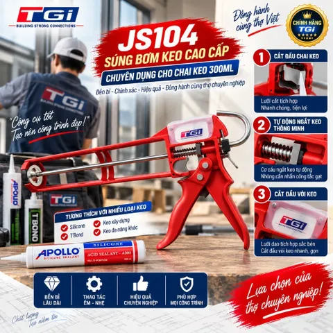 [Combo] Súng Bắn Keo Silicone TGi JS104 Tự Ngắt + Keo A500 (Chống Thấm, Keo nhôm kính) - Chính Hãng