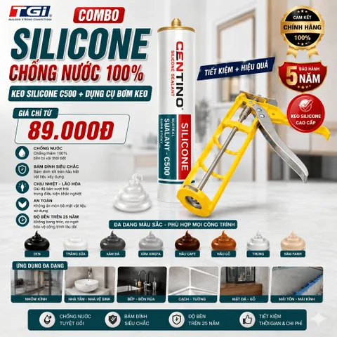 Combo Súng Bắn Keo Silicone TGi JS101+ Keo Silicone A500 màu đen | Keo silicone centino CHINH HANG