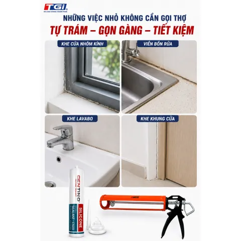 Keo Silicone Tự Trám Khe Hở - Chống Ngấm, thấm Nước Bồn Rửa, Lavabo, Khe Cửa Kính, Mái Tôn Dễ Sử Dụng