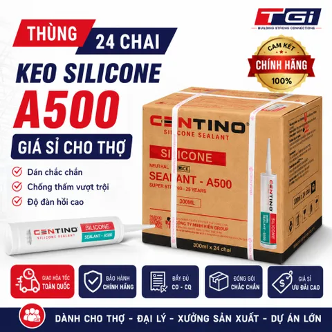 [Giá Sỉ] Thùng 24 Chai Keo Silicone Centino A500 Màu Đen, Trắng Sữa, Nâu Cafe, Nâu vân gỗ, Xám Đá