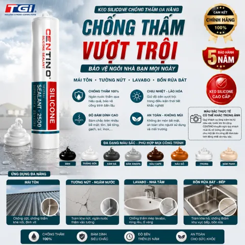 Keo Silicone Tự Trám Khe Hở - Chống Ngấm, thấm Nước Bồn Rửa, Lavabo, Khe Cửa Kính, Mái Tôn Dễ Sử Dụng