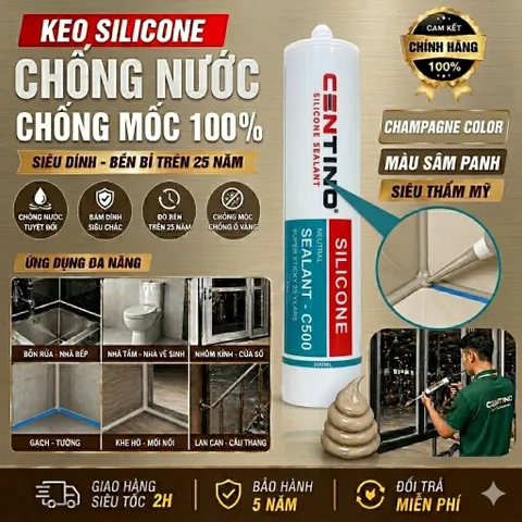 Keo Silicone Trung Tính Centino C500 - Keo Dán Nhôm Kính, Cửa Nhôm Khung Kính Cao Cấp Chính Hãng