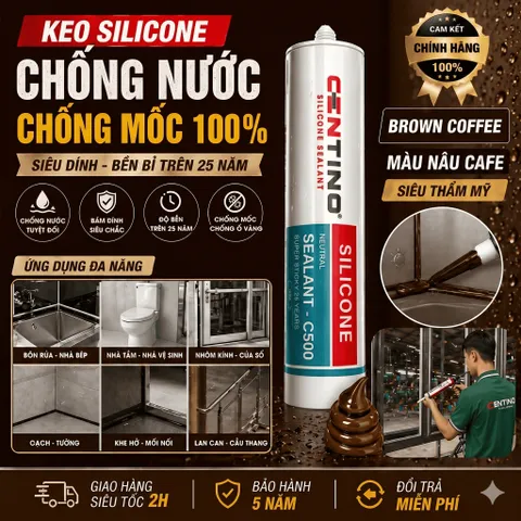 Keo Silicone Trung Tính Centino C500 - Keo Dán Nhôm Kính, Cửa Nhôm Khung Kính Cao Cấp Chính Hãng