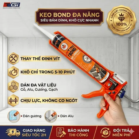 Combo Súng Bơm Keo TGi JS104& Keo Đa Năng, keo tbond Centino 300ml, Siêu Bền (Dán Alu, Gỗ, Nhựa PVC)