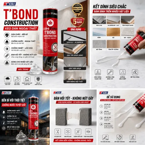 Keo T'Bond Centino Ngoại Thất Màu Trong Suốt - Keo Siêu Dính Dán Gỗ, Alu, Tấm nhựa, Keo đa năng