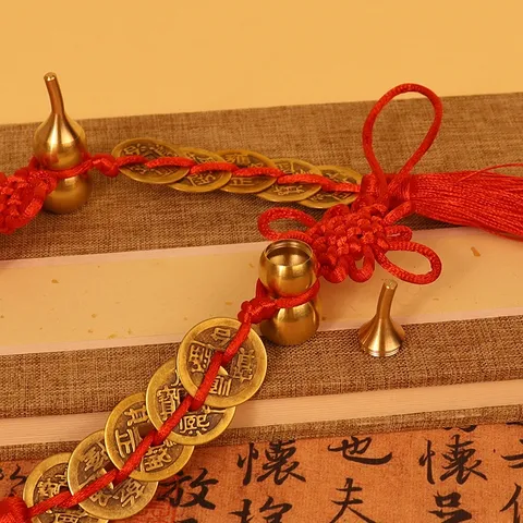 Dây Đồng Xu Ngũ Đế Hồ Lô Đồng Treo Phong Thủy Decor Mang Lại May Mắn Tài Lộc
