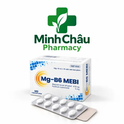 Mg B6 Mebi bổ sung Magie B6 ( 470/5)  Hỗ trợ giảm mệt mỏi, căng thẳng, suy nhược thần kinh (Hộp 100 viên)
