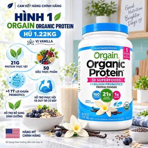 [CHÍNH HÃNG MỸ] Bột Protein Hữu Cơ Orgain Organic Protein Thực Vật 21g Đạm (Hộp 920g - 1200g - 1240g) 0g Đường 869210