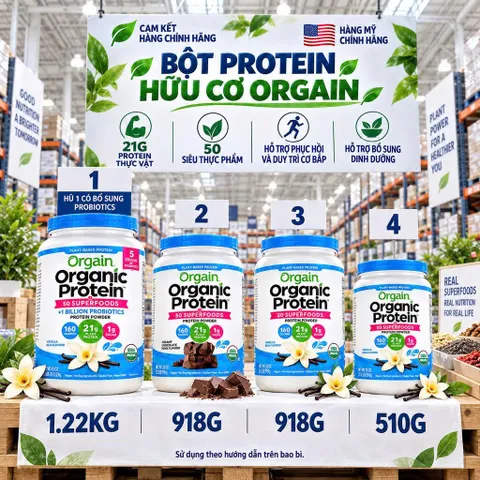 [CHÍNH HÃNG MỸ] Bột Protein Hữu Cơ Orgain Organic Protein Thực Vật 21g Đạm (Hộp 920g - 1200g - 1240g) 0g Đường 869210