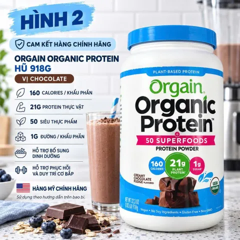 [CHÍNH HÃNG MỸ] Bột Protein Hữu Cơ Orgain Organic Protein Thực Vật 21g Đạm (Hộp 920g - 1200g - 1240g) 0g Đường 869210