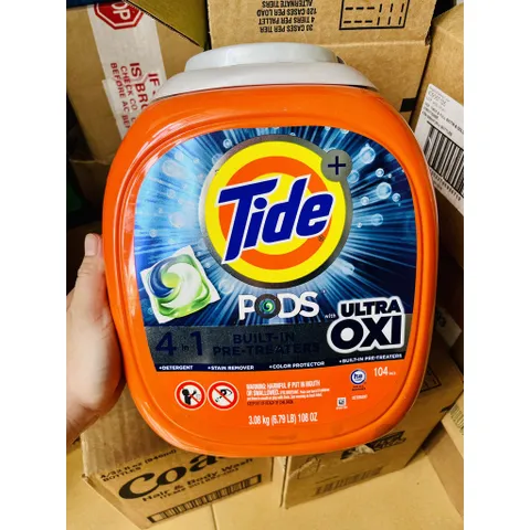 Viên giặt Tide Pods 4in1 Ultra Oxi thùng 104 viên (Cam kết hàng chính hãng USA) 869282