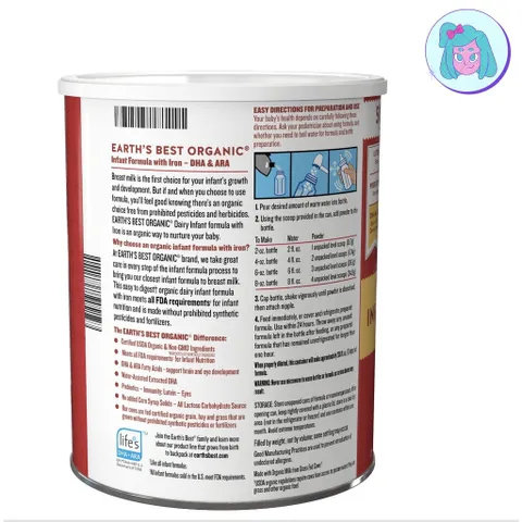 Sữa Earth’s Best Organic Đỏ 595g - 907g của Mỹ (date 2027)